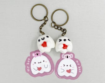 Juego de llaveros y pegatinas para parejas - My Boo - Amuletos y troqueles de fantasmas a juego