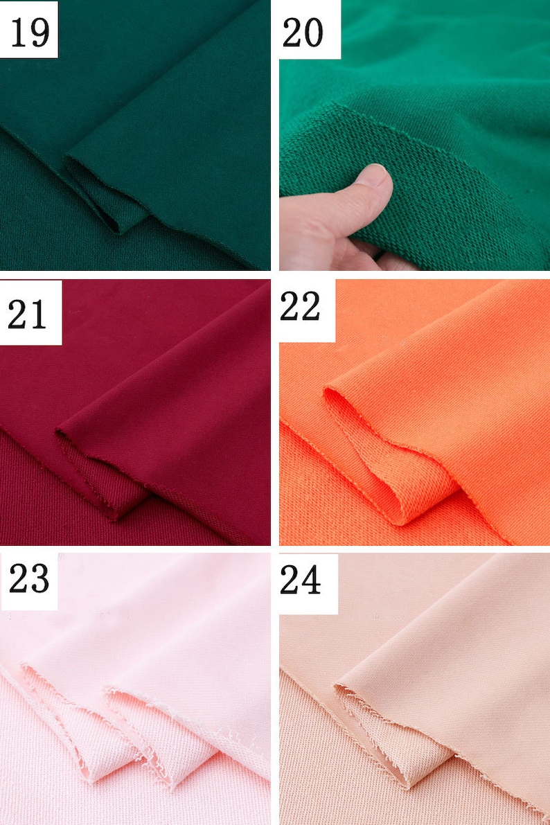 May include: Four different colors of fabric swatches. The swatches are arranged in a grid of four squares. The top left swatch is a dark green, the top right swatch is a bright green, the bottom left swatch is a dark red, and the bottom right swatch is a bright orange.