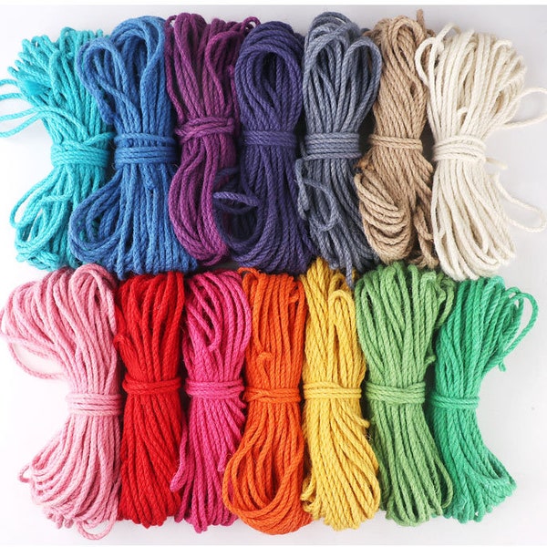 5MM Colored Hemp Rope, Decorative Hemp Rope, Non-Elastic Binding Handmade Rope，Length 65ft (20 Meters)
