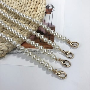  SEWACC Purse Handles Pearl Chain Purse Chain Strap Braided Belt  Bag Chain Pearl Purse Strap Purse Chain Replacement Chain Purse Shoulder  Bag Strap Woven Bag Making Messenger White