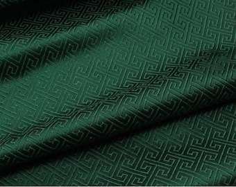 Dark Green Color Brocade Fabric, Jacquard Fabric, Chinese Style Brocade Fabric, Wedding Dress Fabric, Pillow Fabric, By The Half Yard