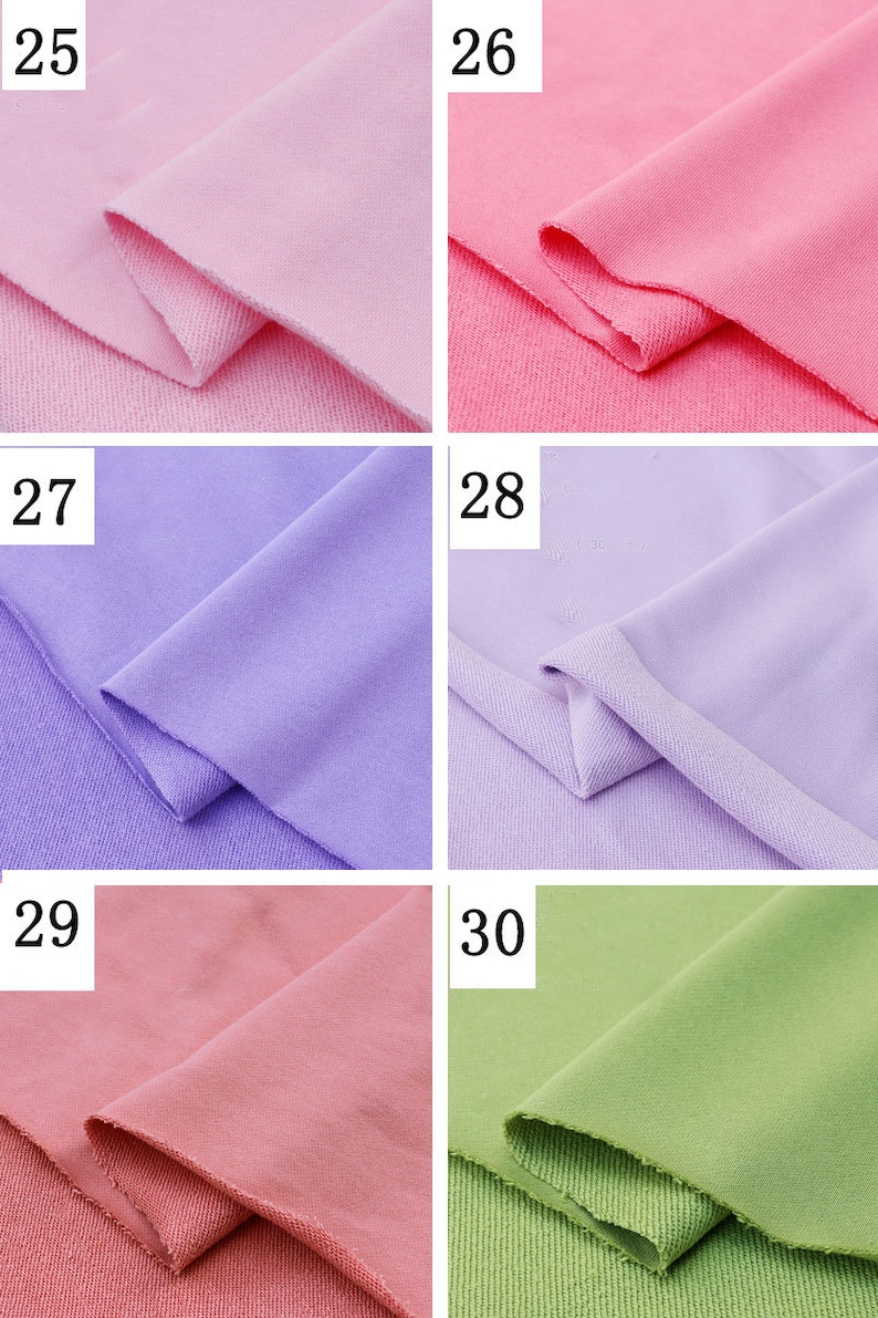 May include: Five fabric swatches in different colors. The swatches are arranged in two rows of two, with one swatch below. The swatches are labeled with numbers 25, 26, 27, 28, 29, and 30.