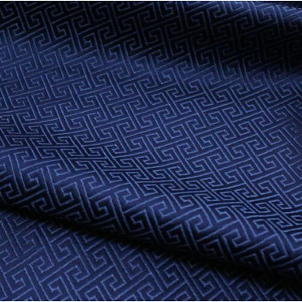 Navy Blue Color Brocade Fabric, Jacquard Fabric, Chinese Style Brocade Fabric, Wedding Dress Fabric, Pillow Fabric, By The Half Yard