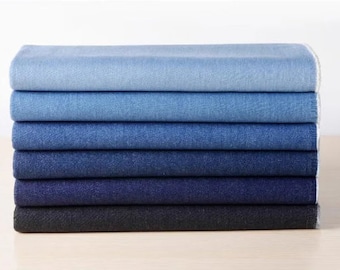 Tela vaquera de peso medio, tela vaquera retro, tela vaquera azul, tela vaquera lavada, tela vaquera de algodón, tela para vaqueros, por medio metro