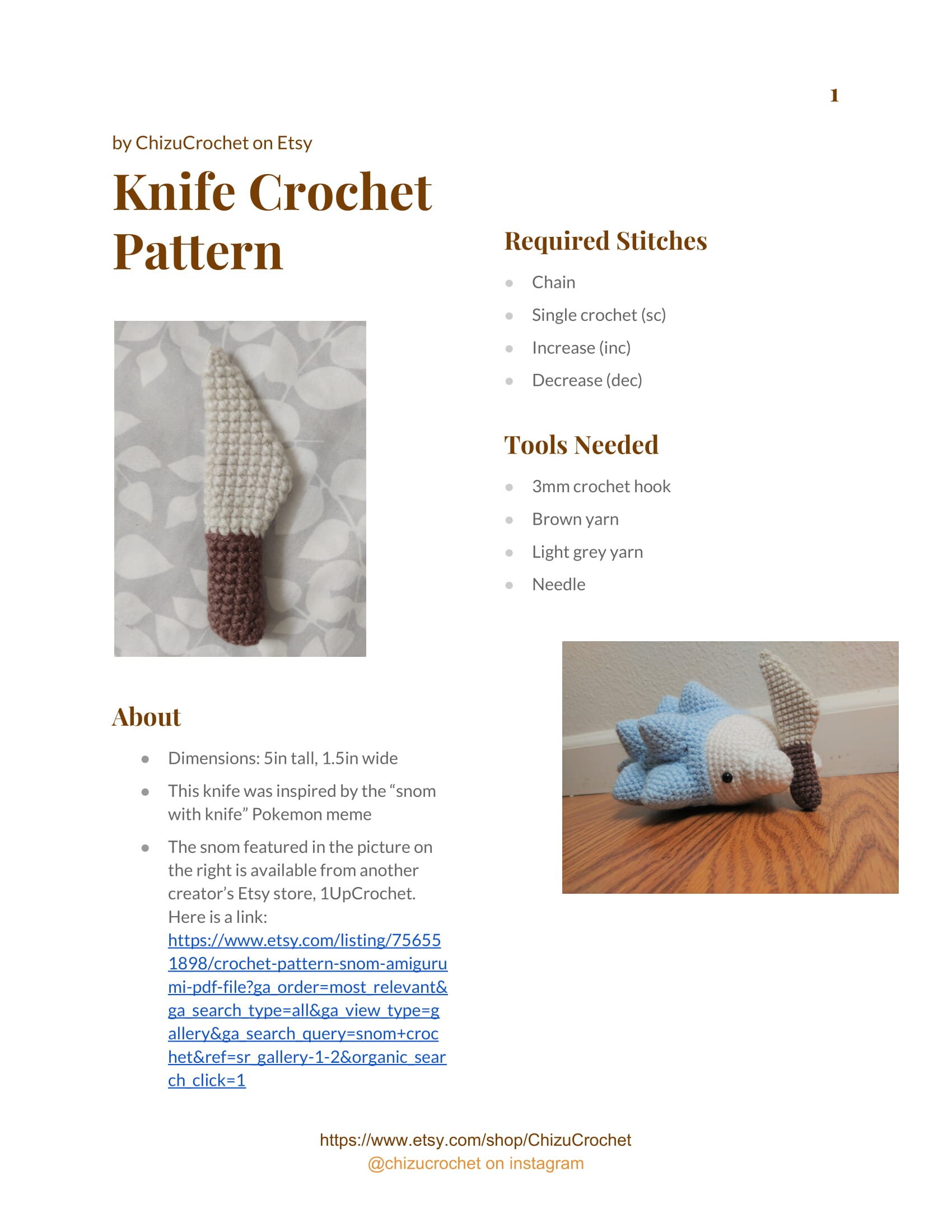 Knife Crochet Pattern Etsy