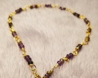 Ancient Grounding Tiger Eye & Amethyst Anklet || Protection Healing Self Nourishment , Elevation || Gift for Her , Self Love Gift