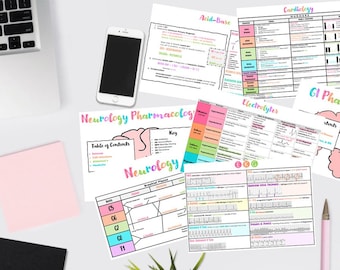 Medical Study Guide Bundle - Nursing / Med School / PA - NCLEX - Cardiology- EKG - Neurology - Pharmacology