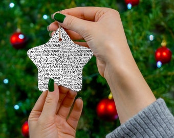 Christmas Lettering Ceramic Ornament, 4 Shapes