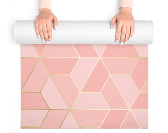 Pink and Gold Geometric Foam Yoga Mat