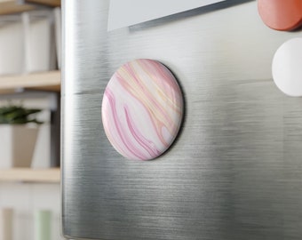 Pink Marble Button Magnet, Round (1 & 10 pcs)