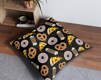 Junk Food Tufted Floor Pillow, Square