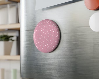 Pink Polka Dot Button Magnet, Round (1 & 10 pcs)