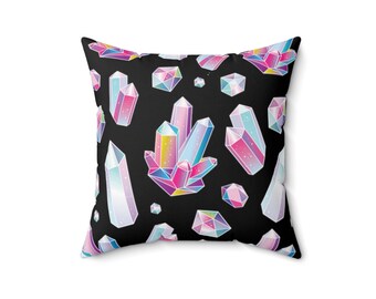 Crystal Faux Suede Square Pillow