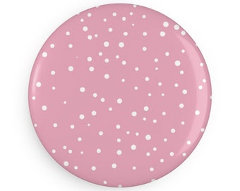 Pink Polka Dot Button Magnet, Round (1 & 10 pcs)