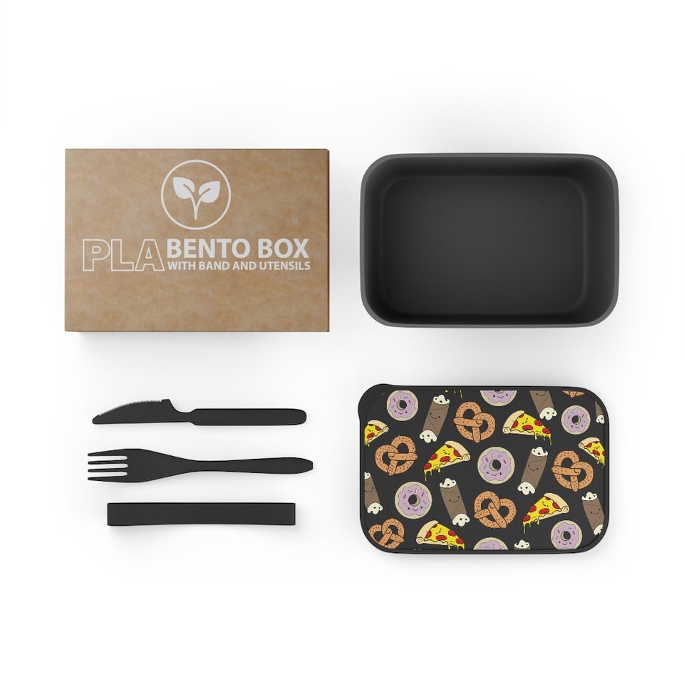 Junk Food PLA Bento Box with Band and Utensils