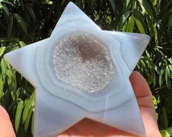 Druzy Agate Crystal Star Carving