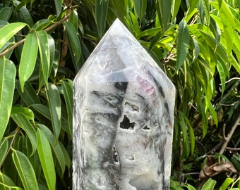 Druzy Fluorite Tower, Large Fluorite Gift, Dark Fluorite Obelisk