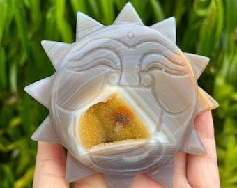 Druzy Crystal Sun Agate Carving