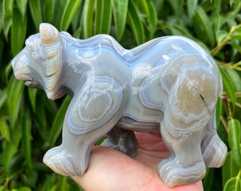 Banded Agate Bear Carving | Large Agate Geode | Crystal Animal Totem Metaphysical Gift
