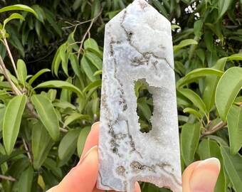 Druzy Crystal Moss Agate Tower, High Quality Crystal Tower, Large Moss Agate Point, Green Moss Agate Obelisk