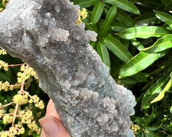 Blue Green Fluorite Cluster with Druzy Smokey Quartz Crystals
