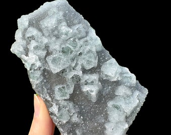 Gorgeous !!! Translucent Green Fluorite Cluster with Druzy, Fluorite Specimen, Double Sided