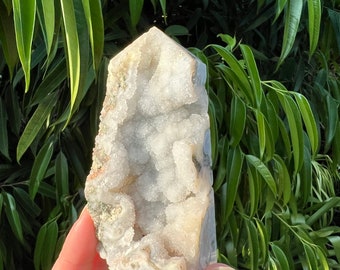 Druzy Crystal Moss Agate Tower, High Quality Crystal Tower, Large Moss Agate Point, Green Moss Agate Obelisk