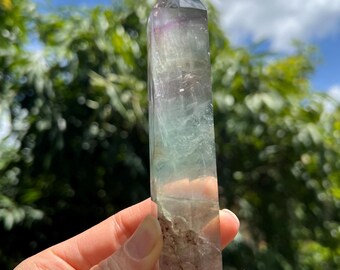 Fluorite Crystal Obelisk: Reiki Wand Tower Point (5.0 inch)
