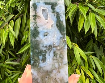 Crystal Moss Agate Tower, High Quality Crystal Tower, Large Moss Agate Point, Green Moss Agate Obelisk