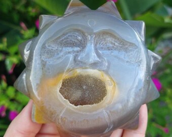 Druzy Crystal Sun Agate Carving