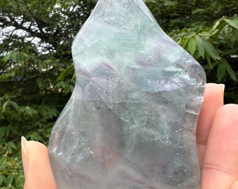 Rainbow Fluorite Flame: Crystal Carving (3.5" Tall, 235 grams)