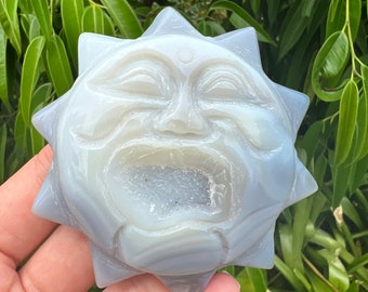 Druzy Crystal Sun Agate Carving