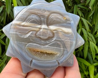 Druzy Crystal Sun Agate Carving