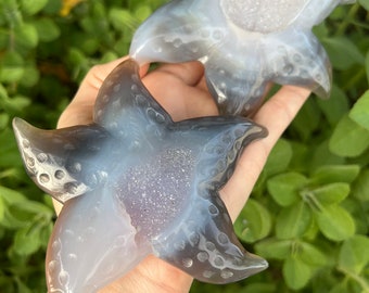Druzy Agate Starfish Carving Set: Ocean Lover Gift