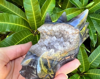 Druzy Agate Dragon Head