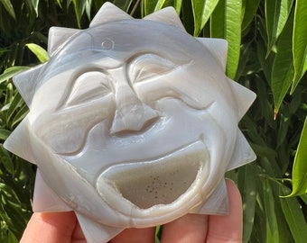 Druzy Crystal Sun Agate Carving
