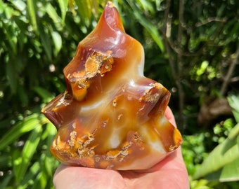 Large Banded Agate Crystal Flame Carving, Flame Crystal Centerpiece