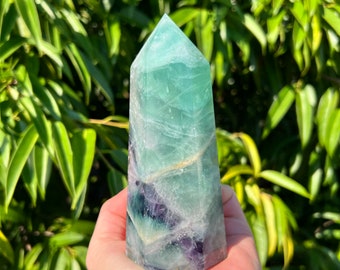 Beautiful Fluorite Crystal Obelisk Reiki Wand, Fluorite Tower Point