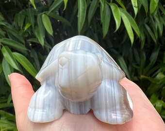 Banded Flower Agate Crystal Turtle Carving, Turtle Spirit Animal Totem