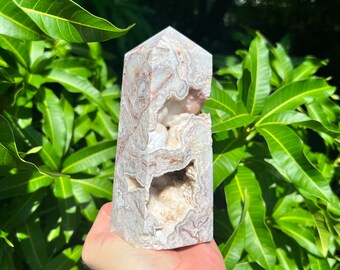 Druzy Mexican Agate Tower, High Quality Crystal Tower, Large Mexican Agate Point, Mexican Agate Obelisk
