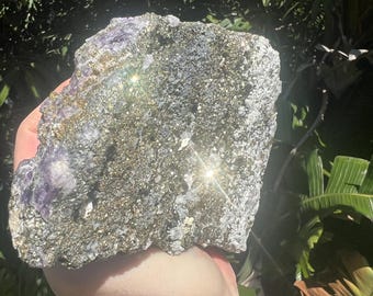Raw Mineral Cluster: Calcite, Pyrite, Purple Fluorite & Quartz