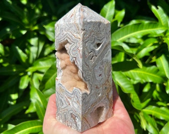 Druzy Mexican Agate Tower, High Quality Crystal Tower, Large Mexican Agate Point, Mexican Agate Obelisk
