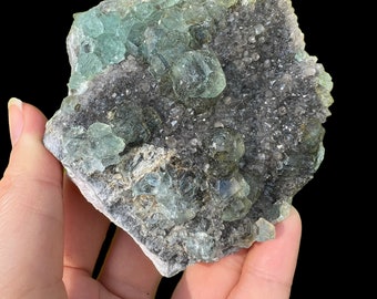 Fluorite and Smokey Druzy Quartz