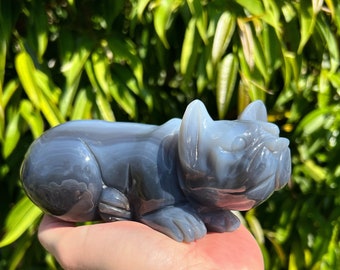 Large Druzy Agate Crystal Dog Carving, Huge Crystal Puppy Centerpiece, Crystal Home Decor