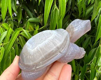 Druzy Agate Crystal Turtle Carving, Turtle Spirit Animal Totem, Druzy Crystal Centerpiece