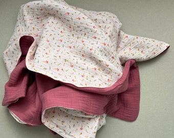 Baby Girl Blanket, Toddler Quilt, Floral Baby Blanket