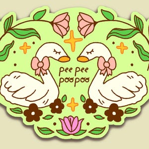 Pee Pee Poo Poo Silly Swan Sticker | Matte Waterproof dishwasher safe stickers for waterbottles laptops and car decal