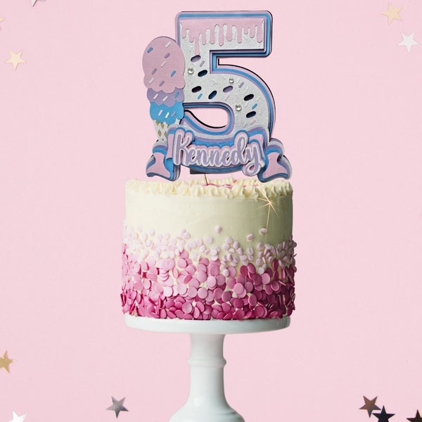 Ice Cream Cake Topper Ice Cream Party Ice Cream Birthday Number Cake Topper Sweet Cake Topper