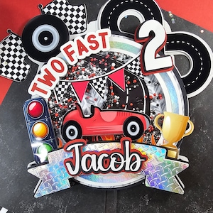 Two Fast Race car cake topper , retro race car cake topper, race car birthday cake topper fast one cake topper two fast birthday decorations