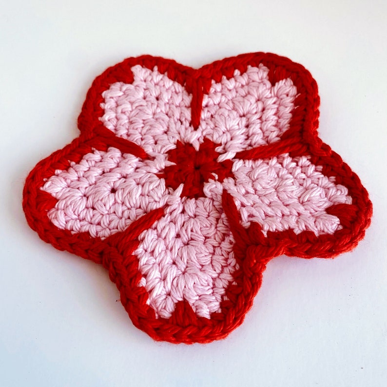 Crochet Cherry Blossom Coaster PATTERN image 6